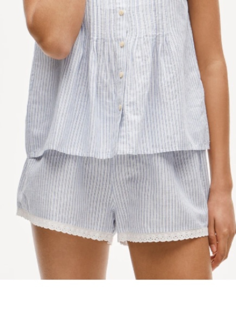 J crew blue stripe lace pajama SHORTS